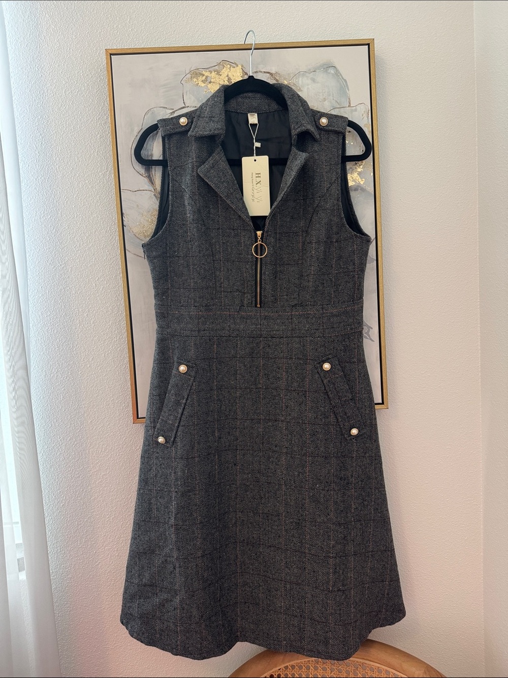 6/14 Sleeveless Plaid Dress with Front Zip
